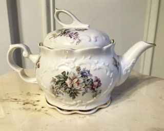 Vintage Crown Dorset Staffordshire England Floral,  Ceramic Teapot