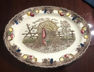 Vintage King Tom Barnyard Large Turkey Platter 19 " X14.  5 " Thanksgiving (vgc)