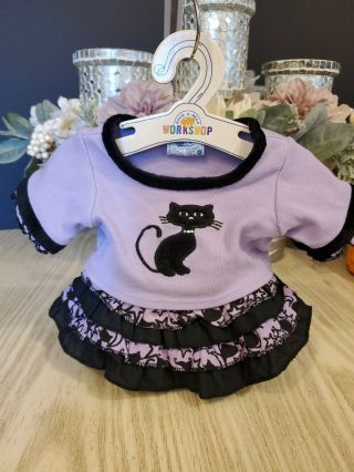 Build A Bear Pre - Owned Halloween Purple/ Black Cat Costume With Socks