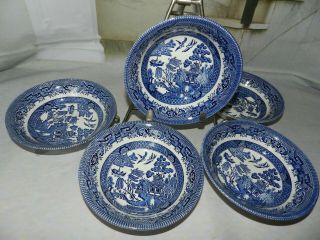 Set/2 Churchill Of England Fruit / Cereal Bowl Blue Willow Staffordshire England