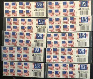 10 Packets Of 20 Us Flag Forever Postage Stamps 200 Total $110 Value