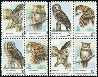 1763a,  15¢ Mnh Huge Color Shift Error Owl Block W/normal - Stuart Katz