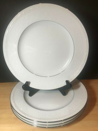 Noritake Whitecliff Platinum 4251 Dinner Plates Set Of Four