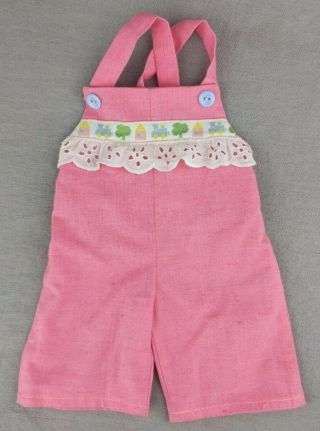 Cabbage Patch Doll Clothes Homemade Pink Overall With Lace And Buttons