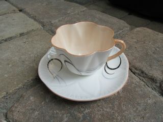 Vintage Shelley Porcelain Tea Cup Saucer Peach Fantasy Fine Bone China England