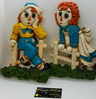 Raggedy Ann And Andy Wall Plaques - 1977 Bobbs Merrill
