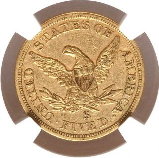 1856 - S $5 NGC XF45 Five Dollar Gold Liberty Half Eagle Low Mintage 105,  100 3