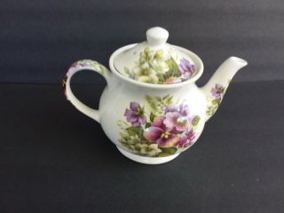 Ceramic Porcelain Sadler England 4 Cup Teapot Violets Floral English Decorative