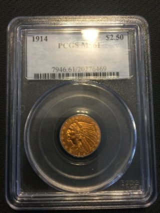 1914 $2.  50 Gold Ms61 Pcgs Indian Head Quarter Eagle