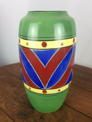 Vintage Czech Art Deco Vase Hand Painted Wh - 7