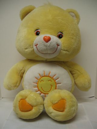 Adorable 2002 Care Bear Large Plush Yellow Funshine Bear 28” Tall