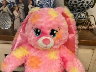 Build A Bear Spring Easter Bunny Rabbit 17” Plush - Pastel Pink Yellow,  EUC 3