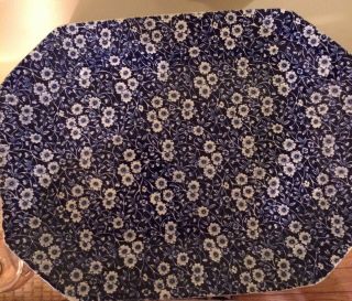 Evc English Blue Calico Large Platter,  12x15”,  No Issues