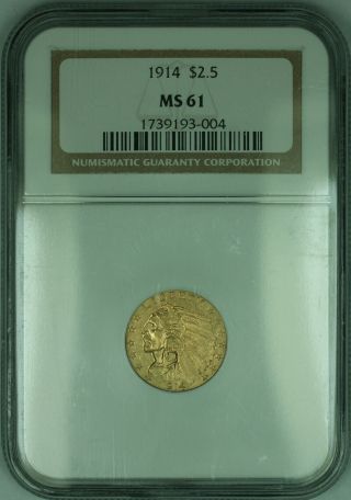 1914 Indian Quarter Eagle $2.  50 Gold Coin Ngc Ms - 61 (kd)