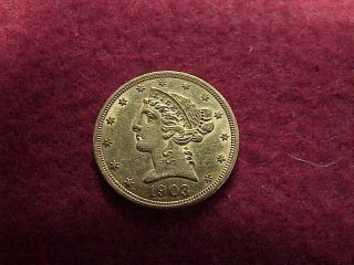 1903 - S U.  S.  $5 Liberty Gold Coin Vf,