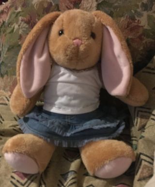 Build A Bear Brown Pink Bunny Rabbit Stuffed Plush With Skirt,  Top,  & Underwear