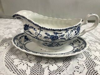 Johnson Brothers - Indies Blue - Gravy Boat & Underplate (relish) - England