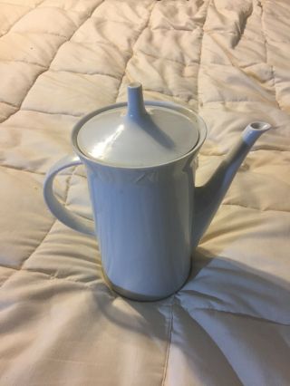 Vintage Germany Rosenthal White Fine Porcelain China Tall Tea Pot Large Handle