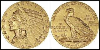 1914 D Indian Head Gold $5 Half Eagle