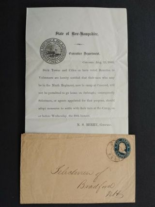 Hampshire Civil War: 1862 9th Nh Concord Nh Letter,  Men Can 