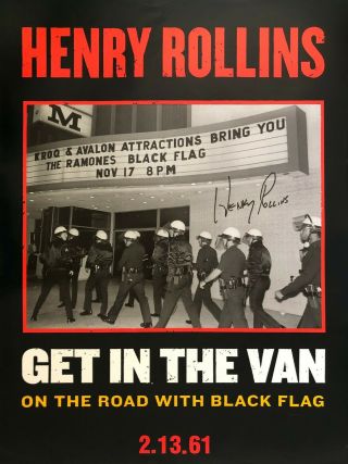 Black Flag Henry Rollins Signed Poster Autographed Get In The Van Autograph