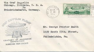 Us C18 50¢ 1933 " Graf Zeppelin " Flight From Chicago To Friedrichshafen,  Germany