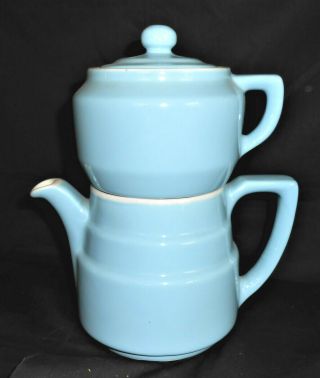 Vintage Coorsite Blue 4 Pc Drip Coffee Pot Coors Pottery 491