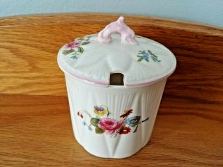 Very Rare Shelley Rose & Red Daisy 13425 Dainty England Jam Jelly Jar With Lid