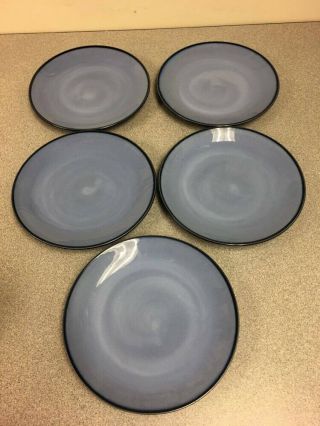 Set Of 5 Sango Nova Blue 4934 Dinner Plates