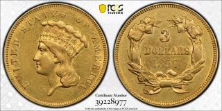 1857 Gold 3 Dollars,  Pcgs Au Details