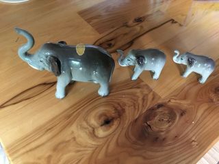 Vintage W.  R.  Midwinter Ltd.  England Porcelain 3 Elephants Trunk Up Figurines
