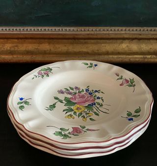 Luneville | French Faience | Old Strasbourg Off - White •3 Soup Bowls• 9 1/4” Exc