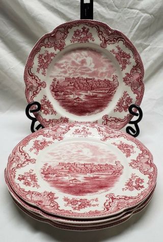 5 Johnson Brothers China Old Britain Castles Pink Red 9 " Plates