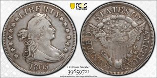 1805 25c Draped Bust Quarter Pcgs Vf Details - Wonderful Great Color - Rare