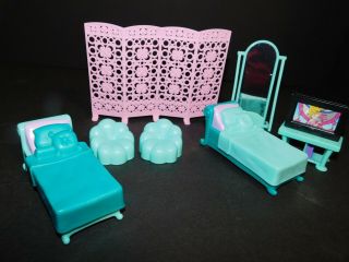 Polly Pocket Replacement Furniture - Beds - Chairs - Tv - Room - Floor Mirror And Divider