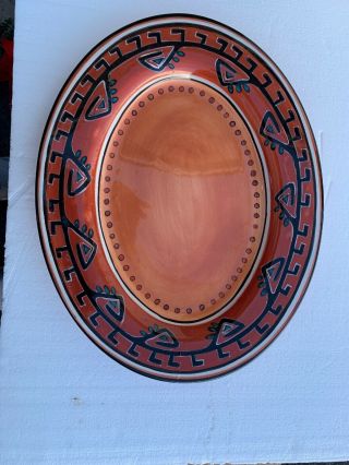 18.  5” Tabletops Gallery Hopi Oval Platter,  Hand Painted,  Vibrant Earthtones
