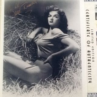 Jane Russell Signed 8x10 Photo " The Outlaw " Very Sexy In Haystack