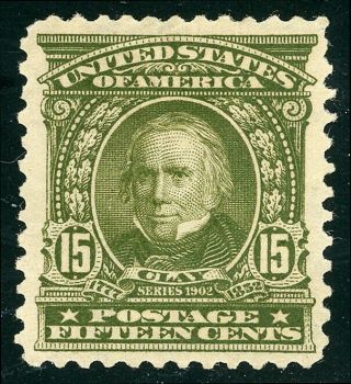 Us Scott 309 Henry Clay 15¢ Olive Green Perf.  12 (center) Mh