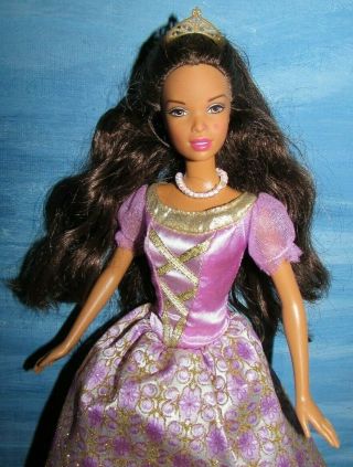Growing Hair Rapunzel Princess Crown Sparkle Gown Brown Hair Aa Barbie Doll