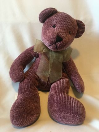 Pier 1 Imports Lavender Corduroy Teddy Bear With Now Plush