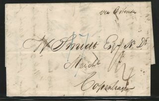 Danish West Indies 1853 Stampless Cover With 3 Page Letter,  St.  Croix To Denmark