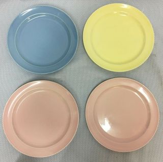 Set Of 4 Vintage Luray Pastels 10 " Dinner Plates Taylor Smith Taylor Blue Pink