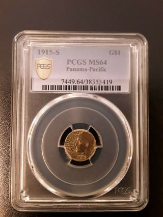 1915 - S Panama Pacific Gold Dollar G$1 Pan - Pac - Certified Pcgs Ms64 (bu Unc)