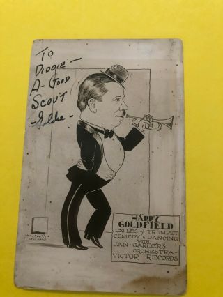 Depression Hot Dance - Autograph Cartoon Card Harry Goldfield Trumpet