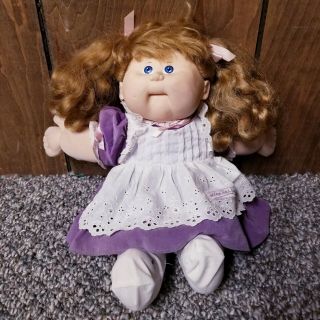 Cabbage Patch Kids Doll Blonde Pig Tails Purple Dress Battery Operated 1978