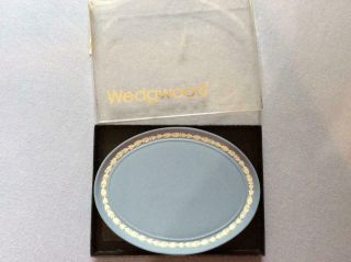 Wedgwood Blue Jasperware 6 1/2 " Oval Tray For Miniature Tea Set Box