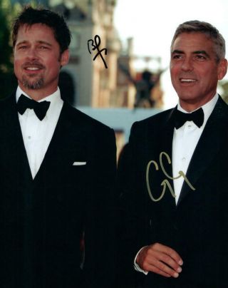 Brad Pitt George Clooney Signed 8x10 Picture Autographed Photo Pic With