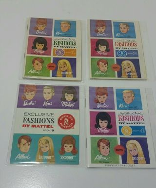 Group Of 4 Vintage Barbie Fashion Booklets - 1960s - Booklets 1,  2,  3,  4