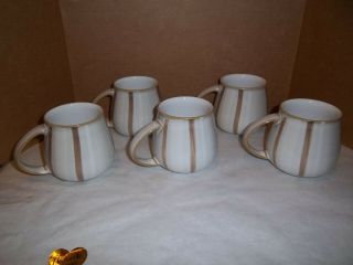 Set Of 5 Denby - Langley Truffle Layers Mugs - 3 5/8 " Tall Crafted In England