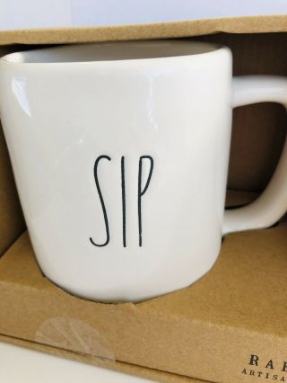 Rae Dunn Sip Gulp Oversized White Coffee Tea Mugs Set 2